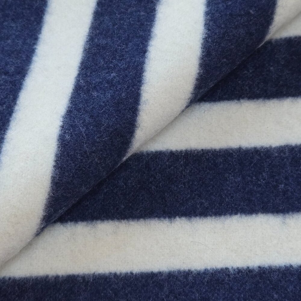 NWOT J. Crew Cream Wool Scarf with Navy Stripes - Picture 9 of 10